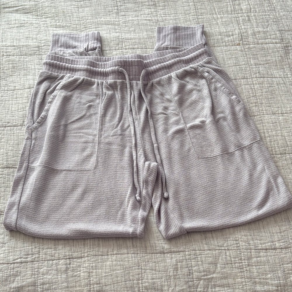 Cozy Light Lavender Stripe Jogger Style Lounge/Sleep Pants - Picture 3 of 6
